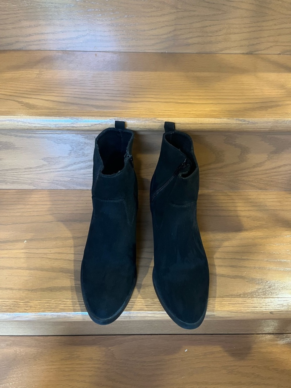 Old Navy Black Faux Suede Western Ankle Boots Women's Classic Block Heel - Picture 6 of 10